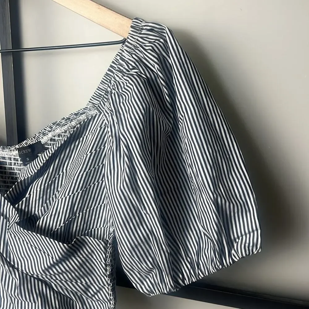 NWT J. Crew Puff-sleeve organic cotton cropped top in stripe Size Small